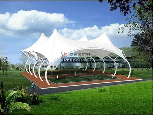 廣元網(wǎng)球場膜結(jié)構頂蓋/籃球場屋頂/門球場雨棚安裝
