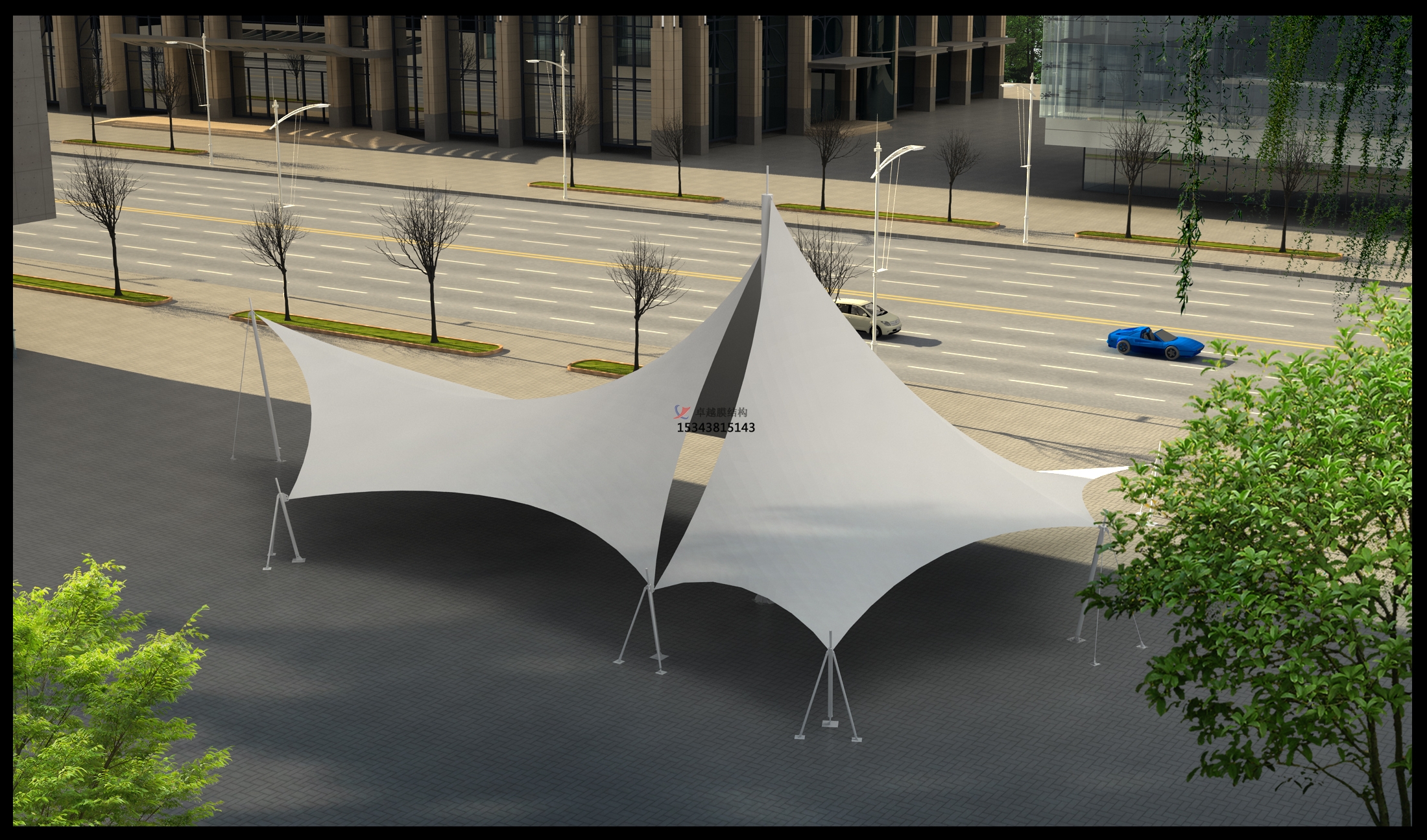 信陽<font color='red'>膜結(jié)構(gòu)景觀</font>效果圖【設計加工】